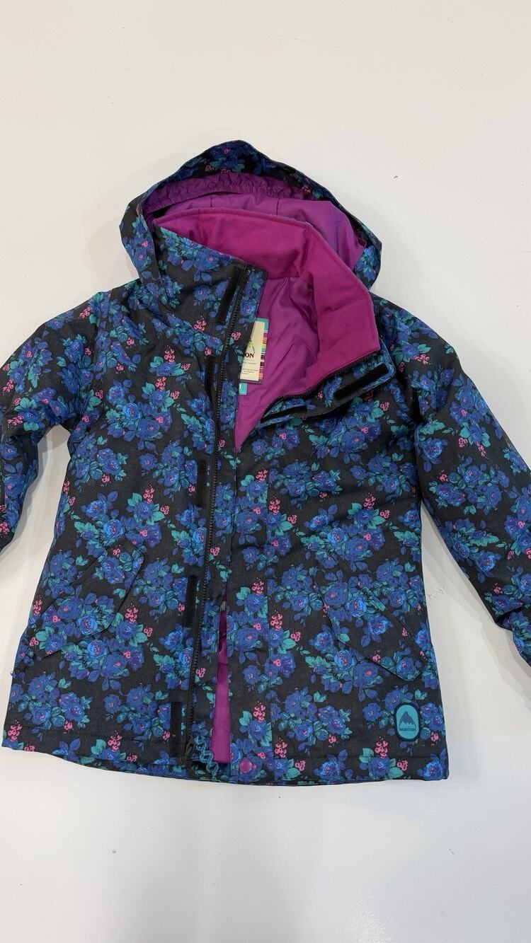 Burton Hooded Jacket Girls M Girls' Elodie Jacket- True Black/Secret Garden